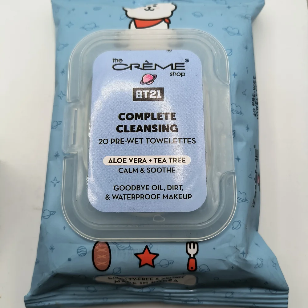 The Crème Shop BT21 Cleansing Towelettes Water 3000 Youth Collagen K-beauty New